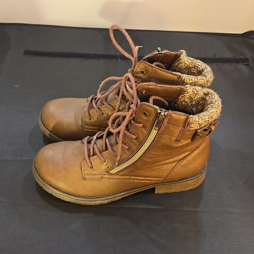 WONDER NATION GIRLS LACE-UP SIDE ZIPPER CLOSURE BOOT